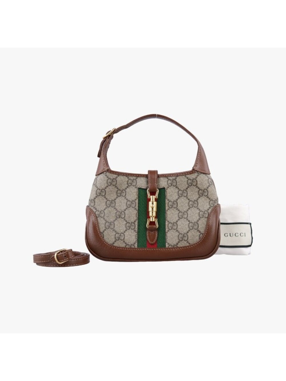 Gucci Jackie 1961 GG Supreme Brown Leather Shoulder Bag